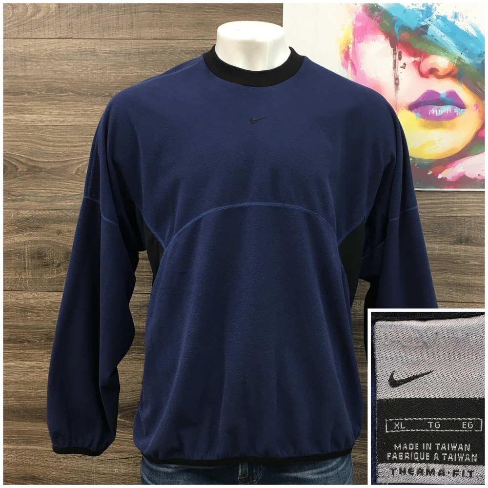 VINTAGE Nike Center Swoosh Light Fleece Pullover Sweatshirt Mens XL Crew Neck